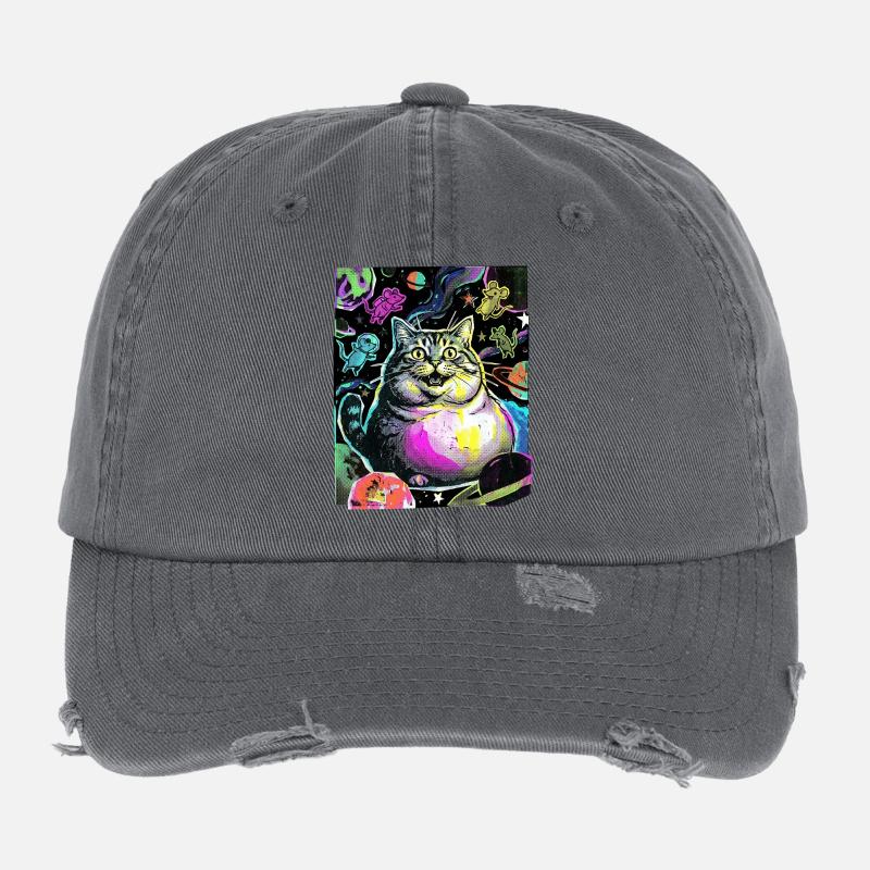 Chat de l’Espace Épais Casquette vintage effet usé Flexfit