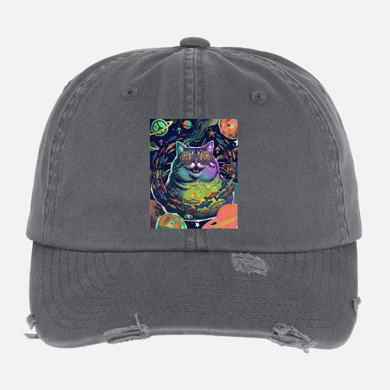 Espace Hippie Chat Casquette vintage effet usé Flexfit