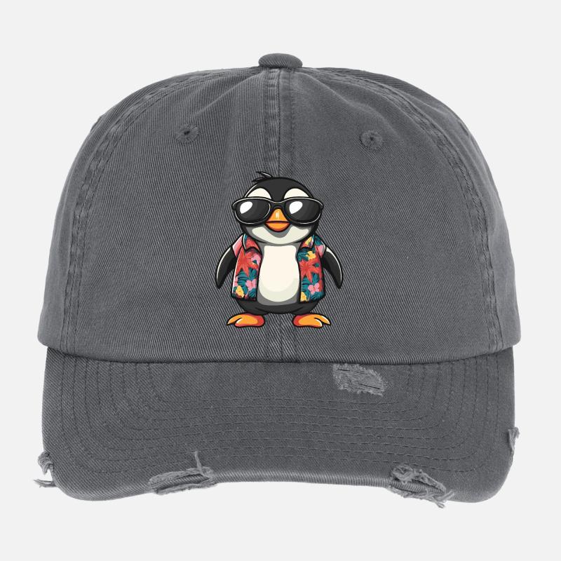 Pinguin Comic Urlaub Flexfit Vintage Destroyed Cap