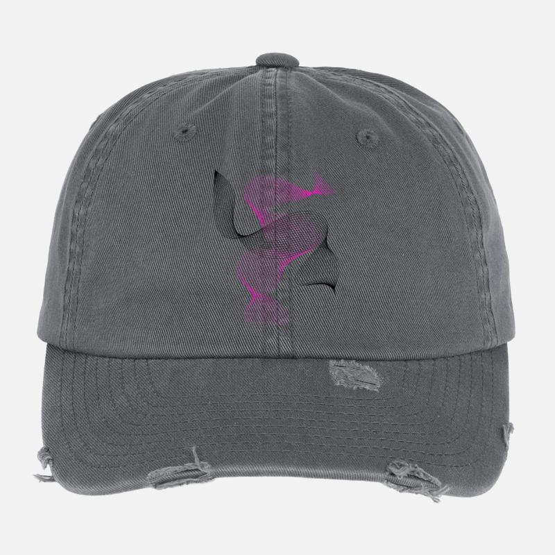Neon Spiral Pink Abstract Flexfit Vintage Destroyed Cap