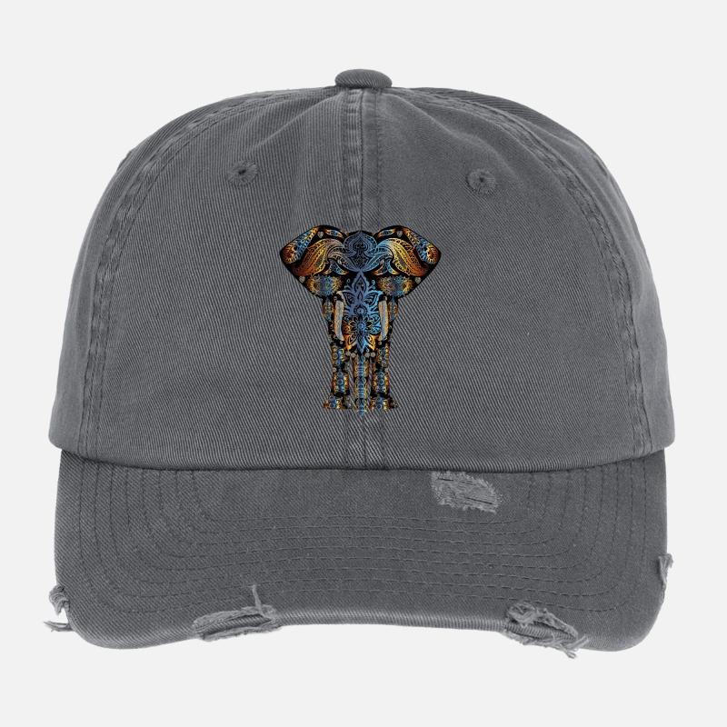 Elefant Symbol bunt Flexfit Vintage Destroyed Cap