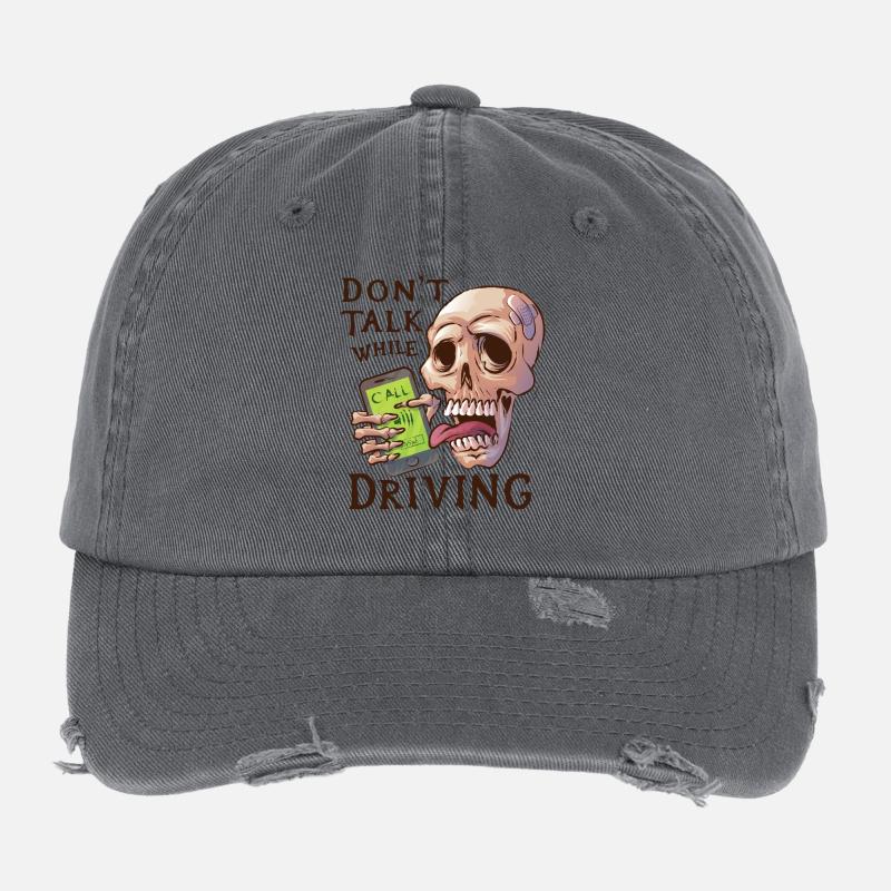 Skull with ringing mobile phone Flexfit Vintage Destroyed Cap