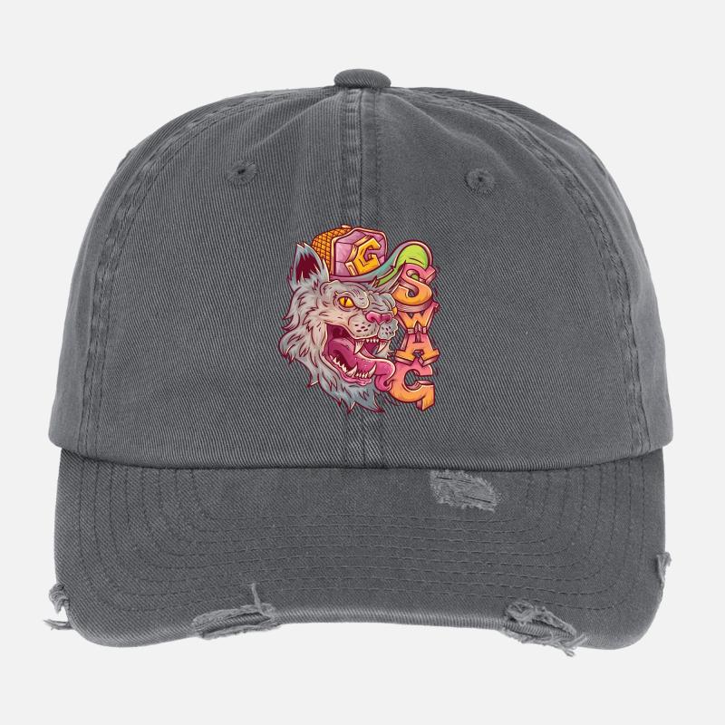 Wild Cat Swag dans le style graffiti. Casquette vintage effet usé Flexfit