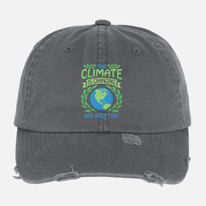 The Climate Is Changing Why Aren't We? Klimawandel Flexfit Vintage Destroyed Cap