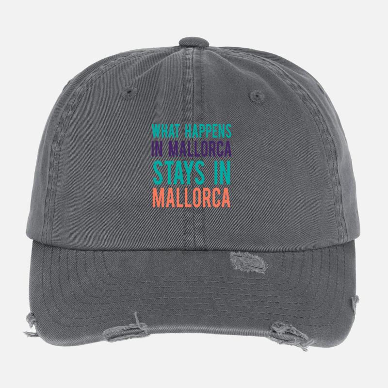 What happens in Mallorca stays in Mallorca Flexfit Vintage Destroyed Cap