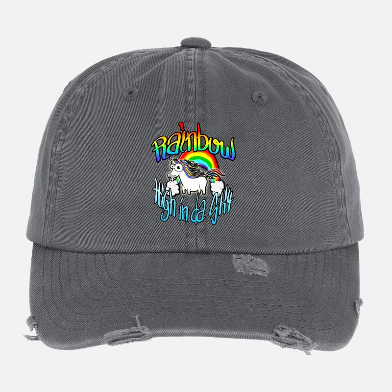 Rainbow High in da sky Flexfit Vintage Destroyed Cap