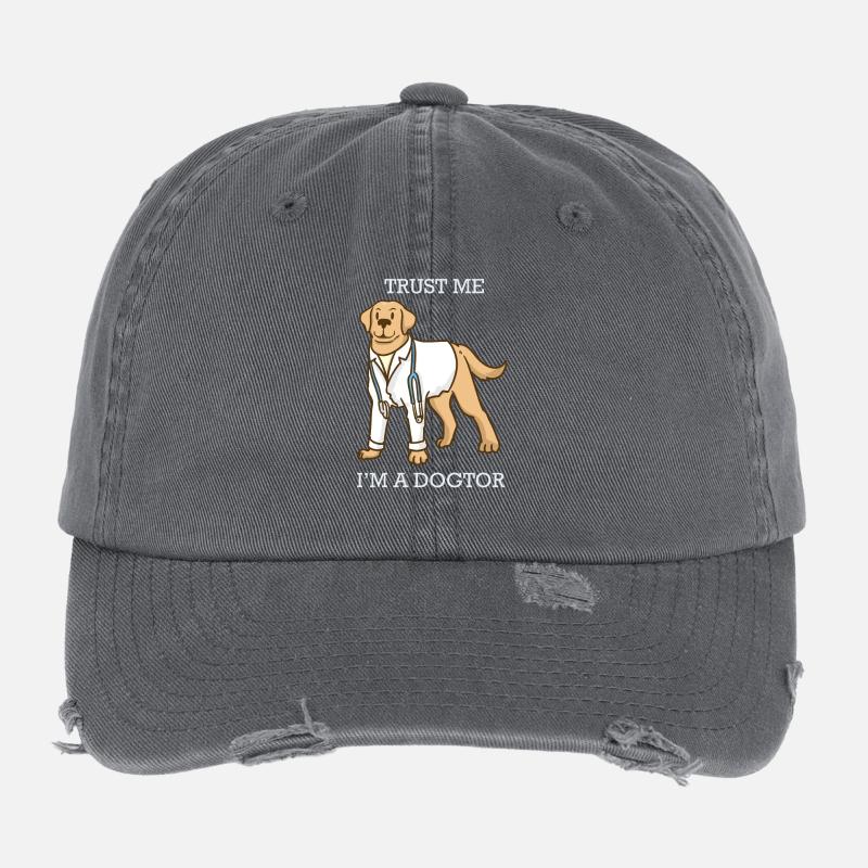 Hund - Doktor - Arzt - Vertrauen - Geschenk - Flexfit Vintage Destroyed Cap - Dunkelgrau