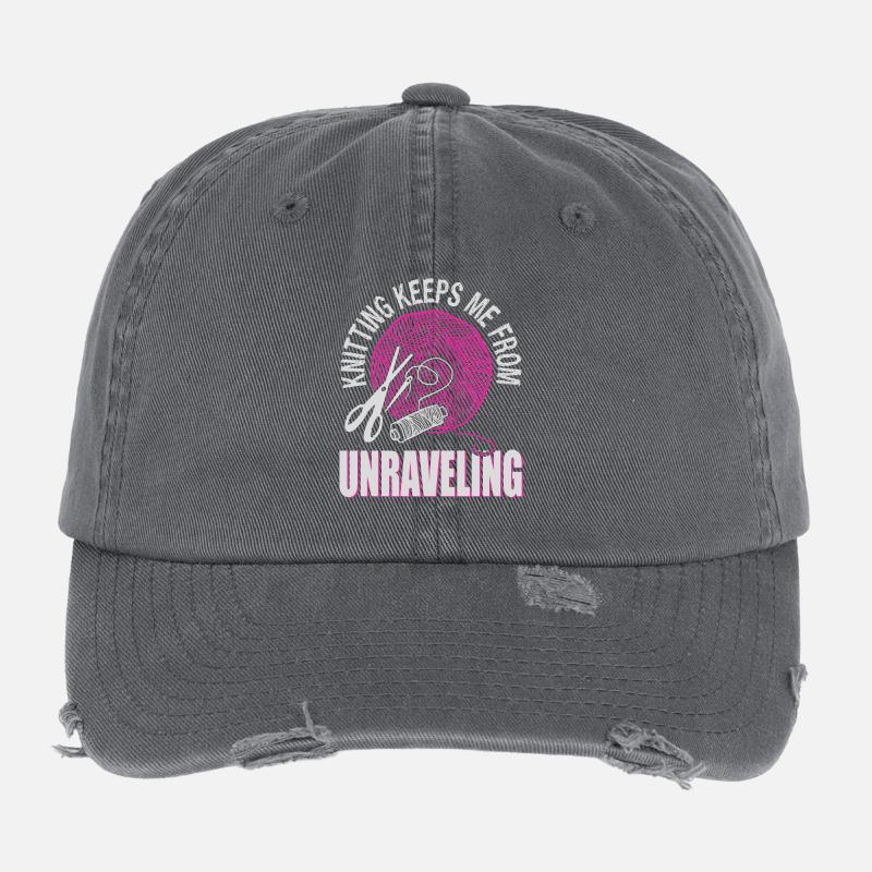 Knitting keeps me from unraveling Flexfit Vintage Destroyed Cap