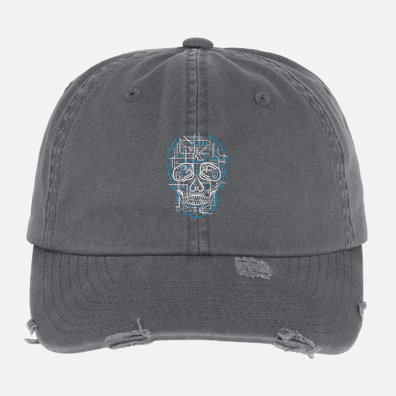 Electric Electronic Skull Totenkopf - Flexfit Vintage Destroyed Cap - Dunkelgrau