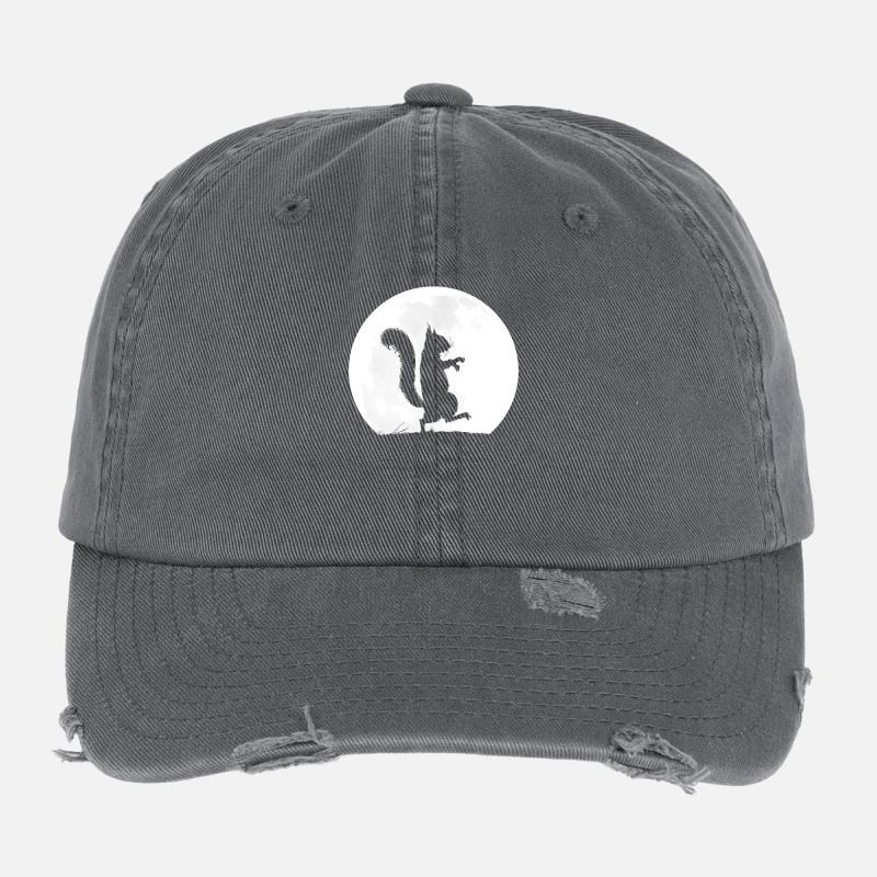 L'écureuil et la pleine lune Casquette vintage effet usé Flexfit