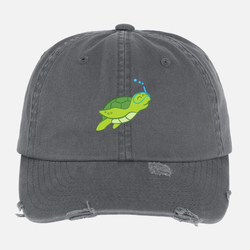 Turtle - Turtle Lover - Turtles Flexfit Vintage Destroyed Cap