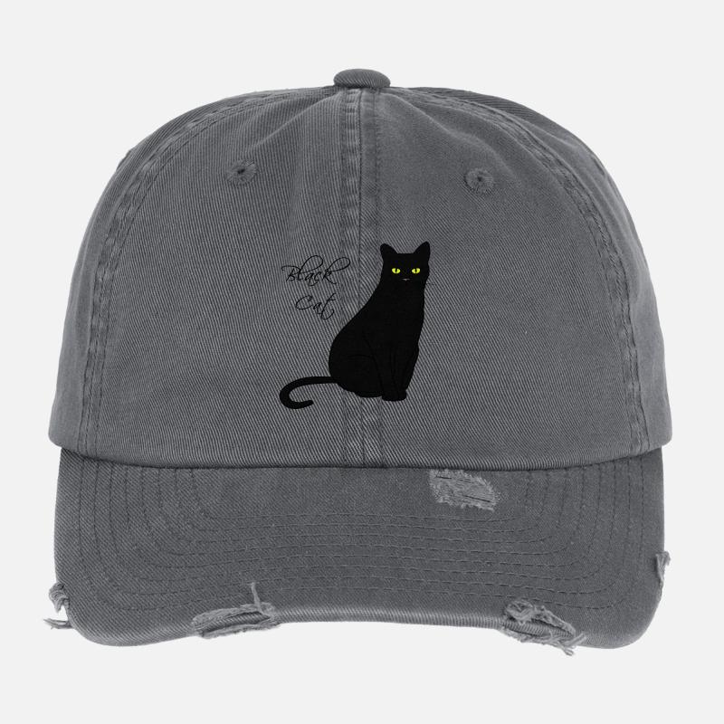 Black Cat Casquette vintage effet usé Flexfit