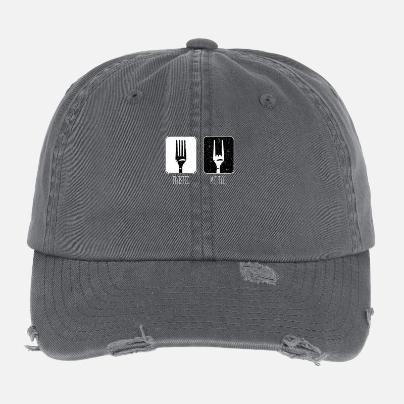 Plastic Metal Fork Flexfit Vintage Destroyed Cap