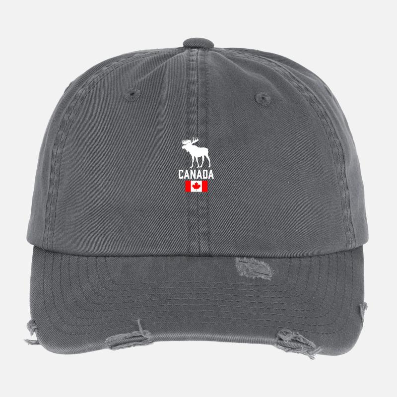 Canada Moose Canada Flag Canadian Pride Maple Leaf Casquette vintage effet usé Flexfit