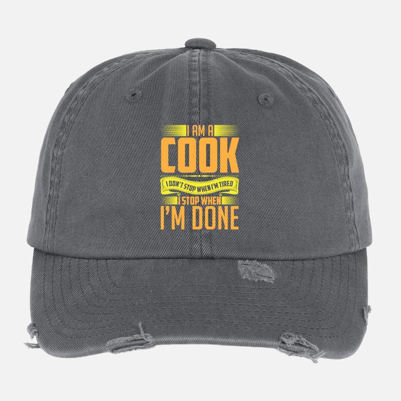I am a Cook I stop when I'm done! Flexfit Vintage Destroyed Cap