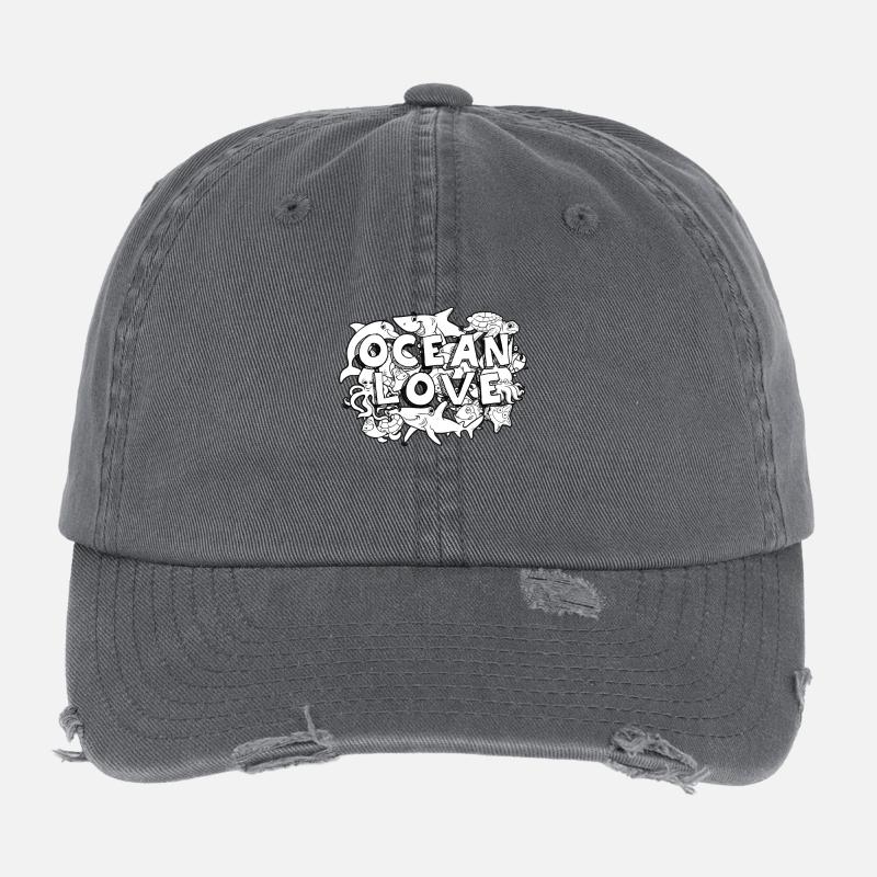 doodle Art Ocean Casquette vintage effet usé Flexfit