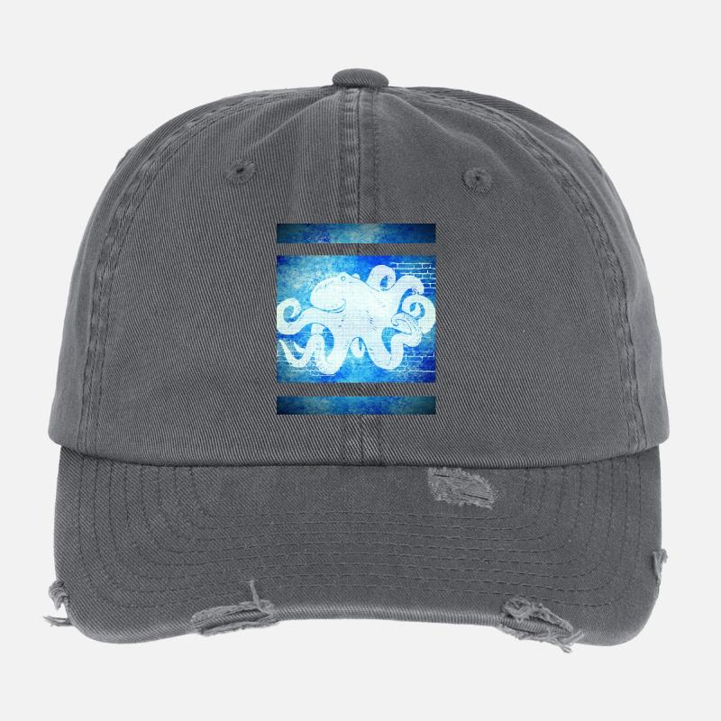 Octopus bleu Casquette vintage effet usé Flexfit