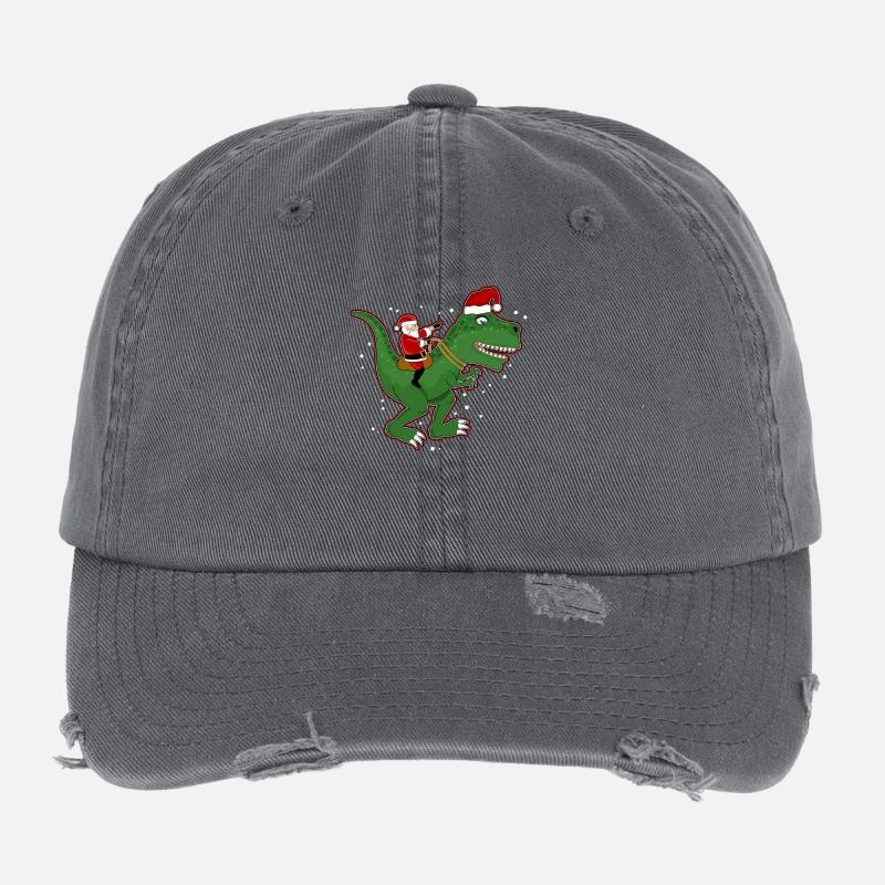 Sankt-Reiten Dinosaurier Trex Weihnachtslustige Flexfit Vintage Destroyed Cap