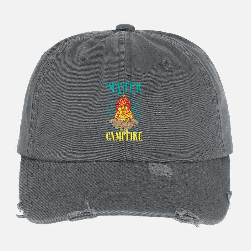 Master Campfire Camping Camper Camping Gift Flexfit Vintage Destroyed Cap