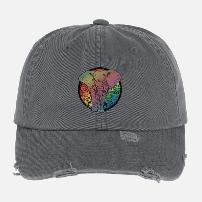 Caricature d'éléphant Casquette vintage effet usé Flexfit