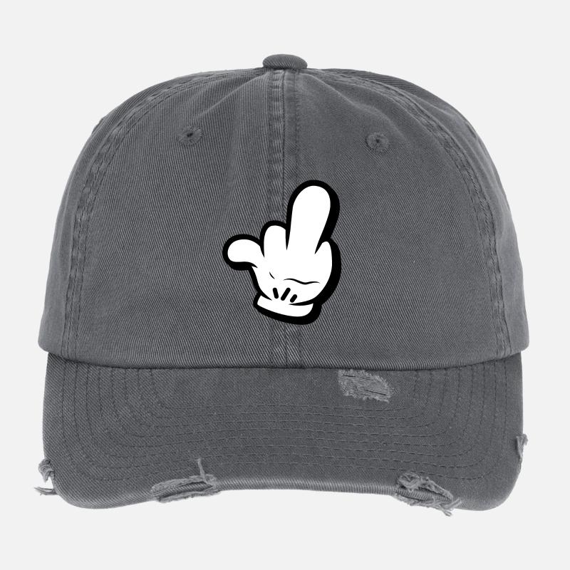 Style comique de doigt du milieu Casquette vintage effet usé Flexfit