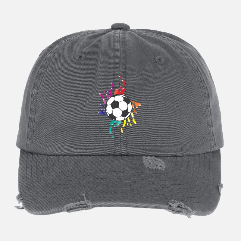 Fußball bunte Farbspritzer Flexfit Vintage Destroyed Cap