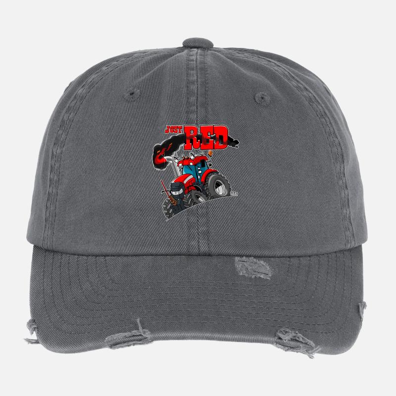 Just RED whiteborder Flexfit Vintage Destroyed Cap