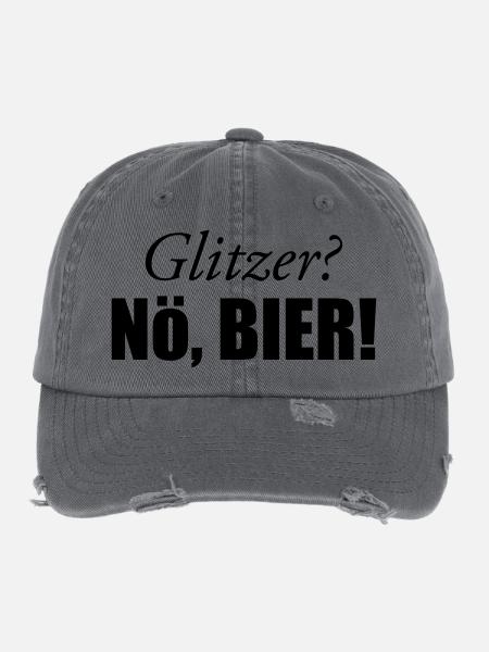 Glitzer - Flexfit Vintage Destroyed Cap - Dunkelgrau - Vorne