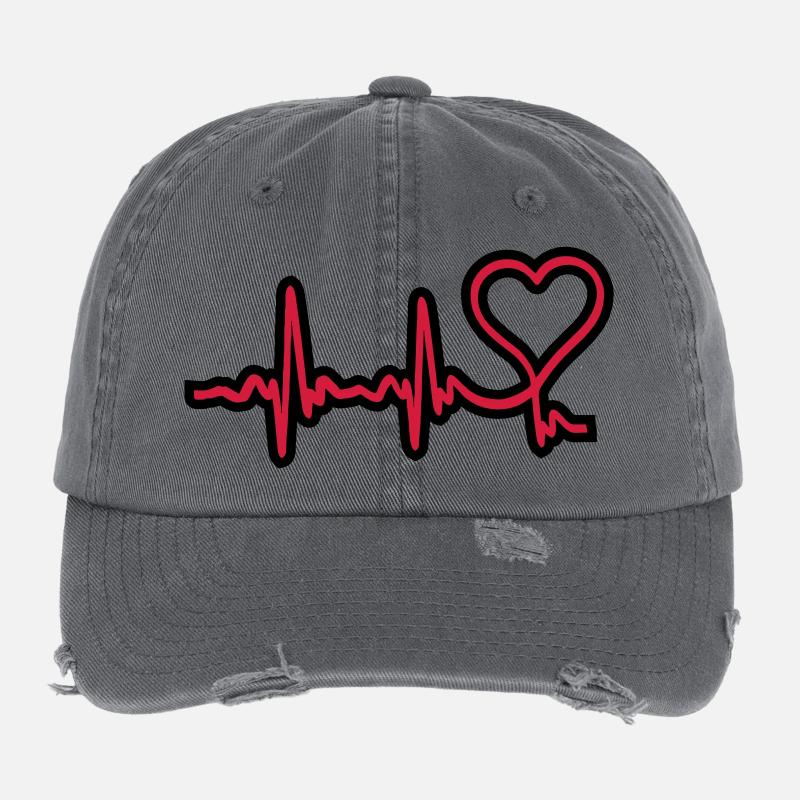 herz frequenz - Flexfit Vintage Destroyed Cap - Dunkelgrau