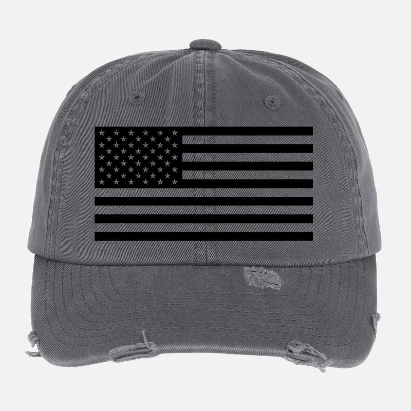 Black US flag Flexfit Vintage Destroyed Cap