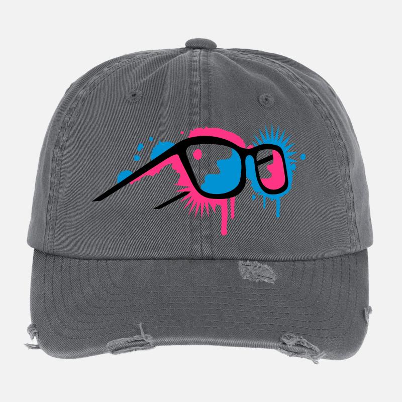 3D Brille im Graffiti Stil Flexfit Vintage Destroyed Cap