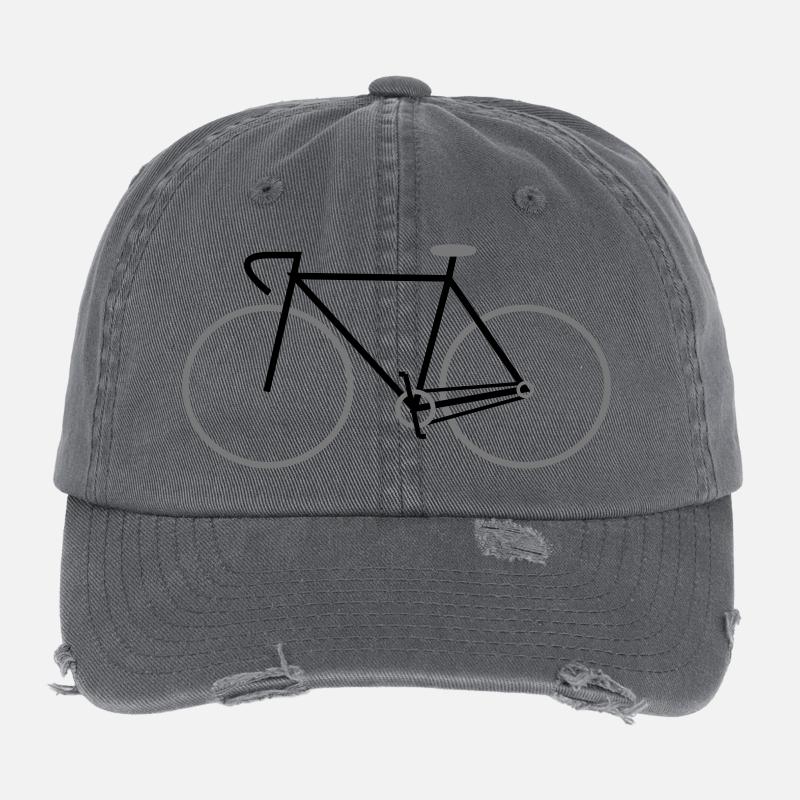 vélo noir singlespeed avec guidon de course Casquette vintage effet usé Flexfit