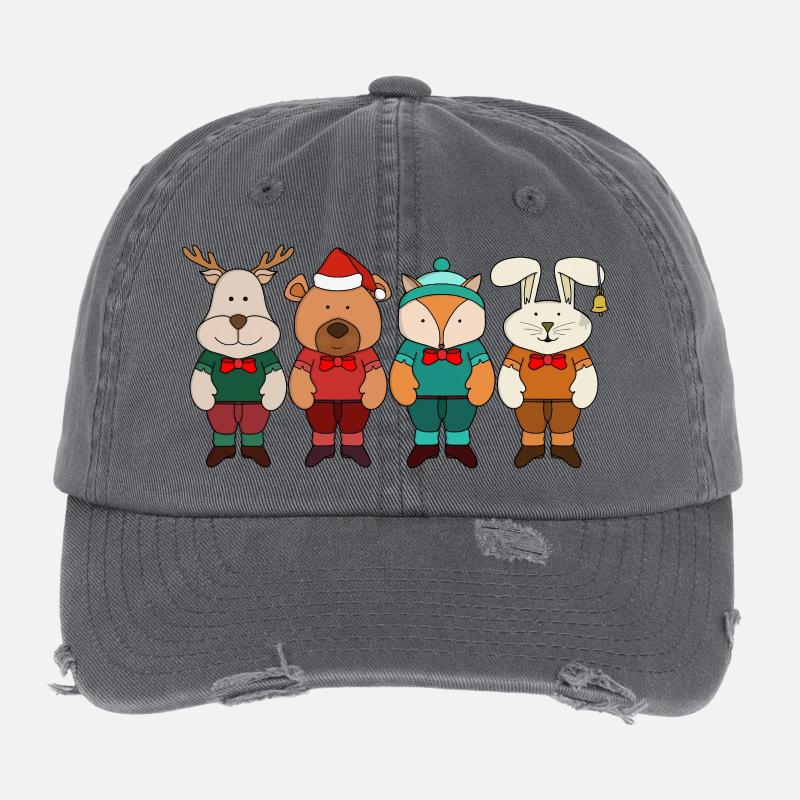 Adorable animals ready for winter Flexfit Vintage Destroyed Cap