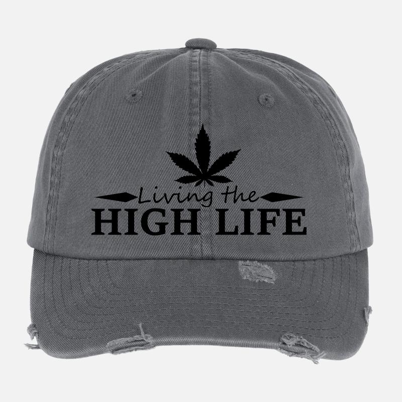 Cannabis Hight life black Flexfit Vintage Destroyed Cap