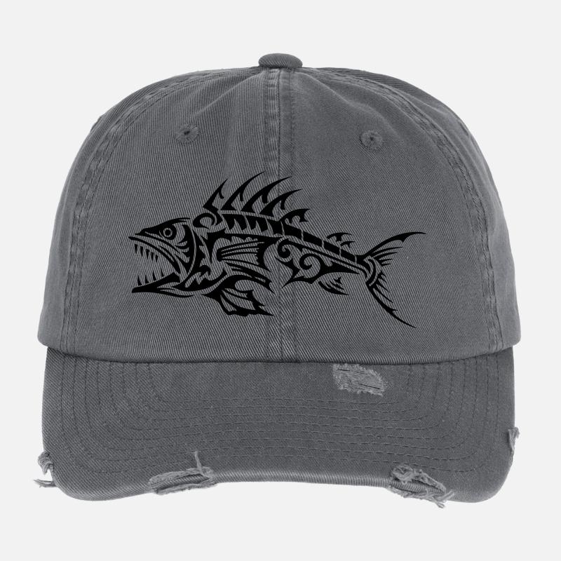Fisch Tribal Knochen Flexfit Vintage Destroyed Cap