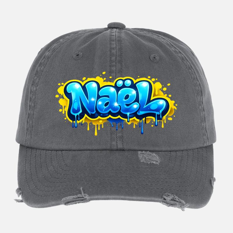 NAEL GRAFFITI NAME FÜR PERFEKTES GESCHENK DRUCKBAR Flexfit Vintage Destroyed Cap