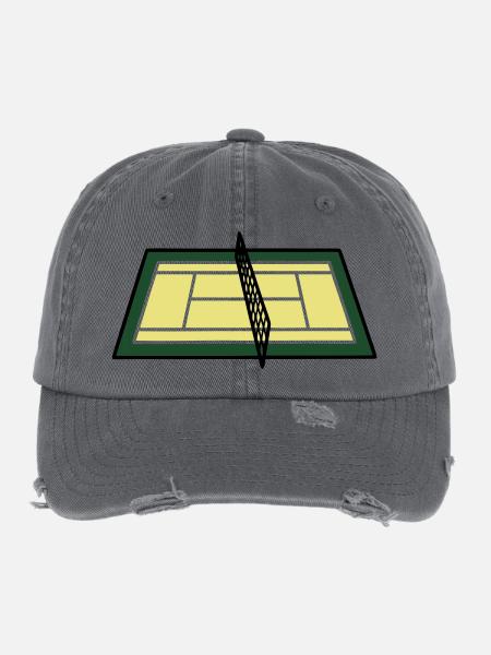 Tennisplatz Court Netz Geometrisch - Flexfit Vintage Destroyed Cap - Dunkelgrau - Vorne