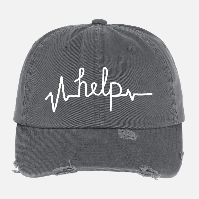 help -hilfe Flexfit Vintage Destroyed Cap
