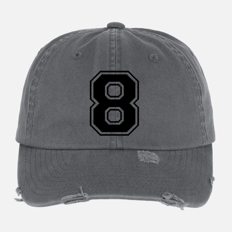 Varsity Number 8 Flexfit Vintage Destroyed Cap