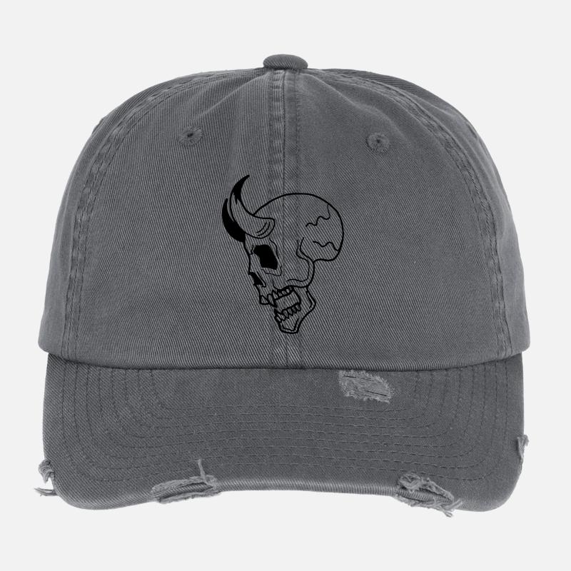 Skull eu - Flexfit Vintage Destroyed Cap - dark grey