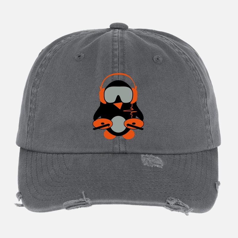 pingouin dj - Casquette vintage effet usé Flexfit - charbon