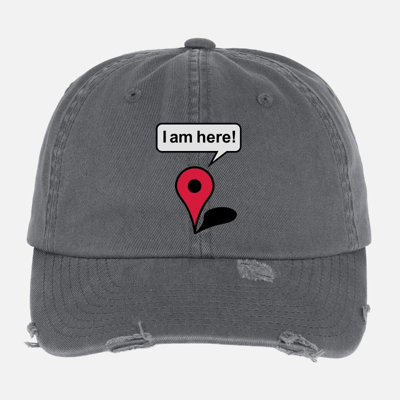 I am here! Google Maps Flexfit Vintage Destroyed Cap