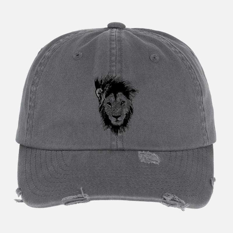 Lion lion head lion's mane Flexfit Vintage Destroyed Cap