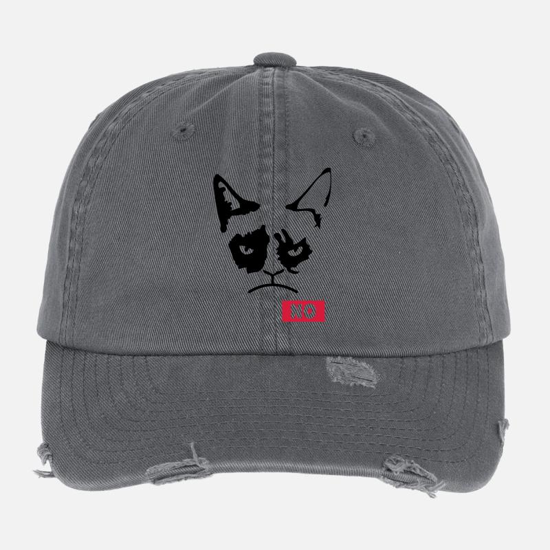 Chat grincheux Casquette vintage effet usé Flexfit