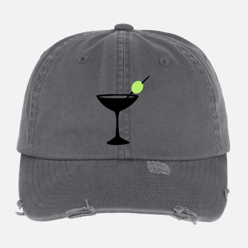 cocktail martini drink Flexfit Vintage Destroyed Cap