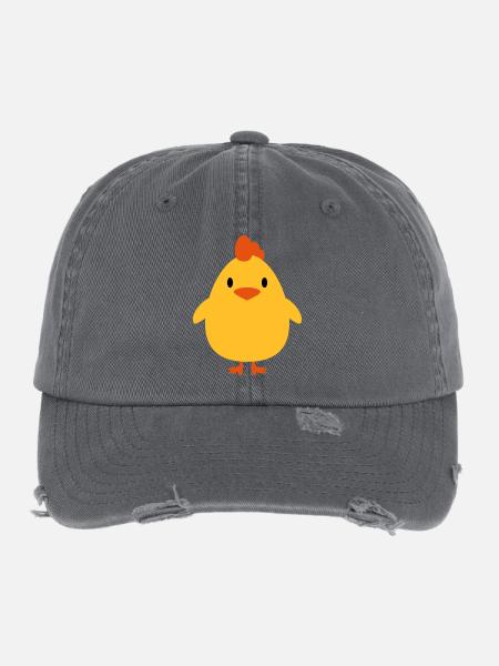 Süßes Kleines Hahn Küken - Flexfit Vintage Destroyed Cap - Dunkelgrau - Vorne