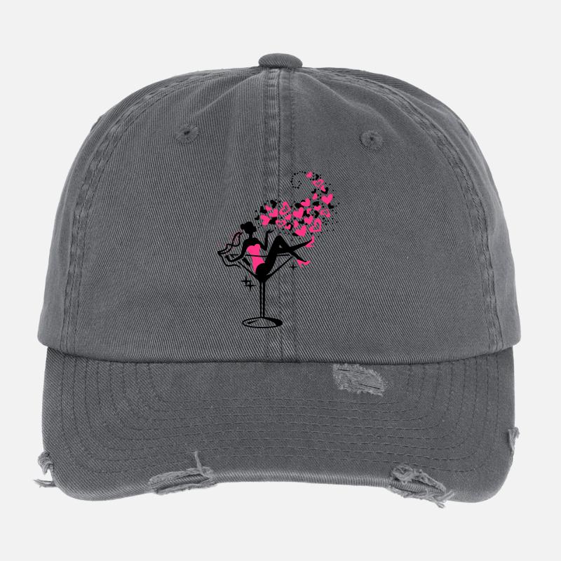 Braut - Bride - JGA - Cocktail - Herz - 2C Flexfit Vintage Destroyed Cap