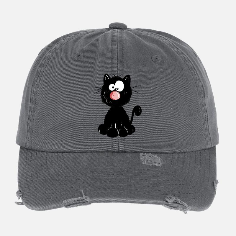 Schwarze Katze Flexfit Vintage Destroyed Cap