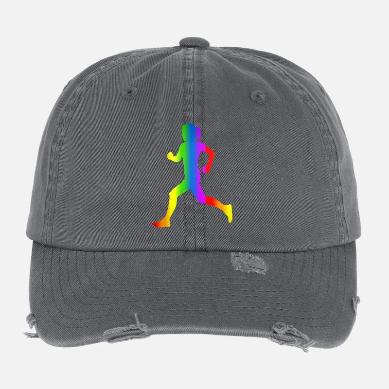 Bunter Läuferin Regenbogen Flexfit Vintage Destroyed Cap