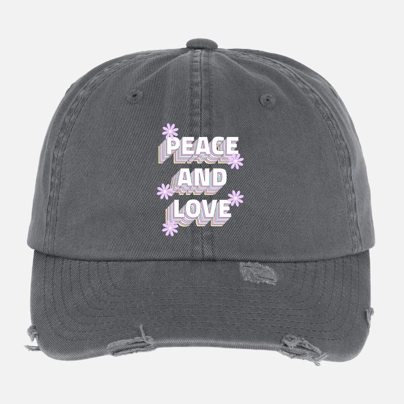 Peace and Love Retro Flexfit Vintage Destroyed Cap